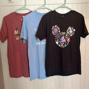 Disney themed t-shirt collection set of three Mickey Mouse drinks Bella Canvas M